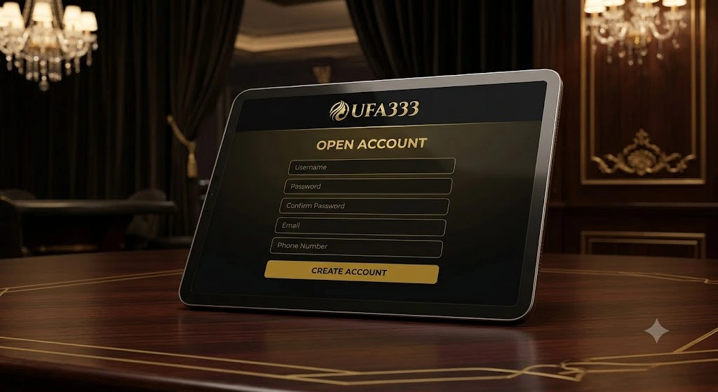 ขั้นตอนเปิดบัญชีผู้ใช้ UFA333 บนหน้าจอแท็บเล็ตเพื่อเข้าสู่แพลตฟอร์ม iGaming